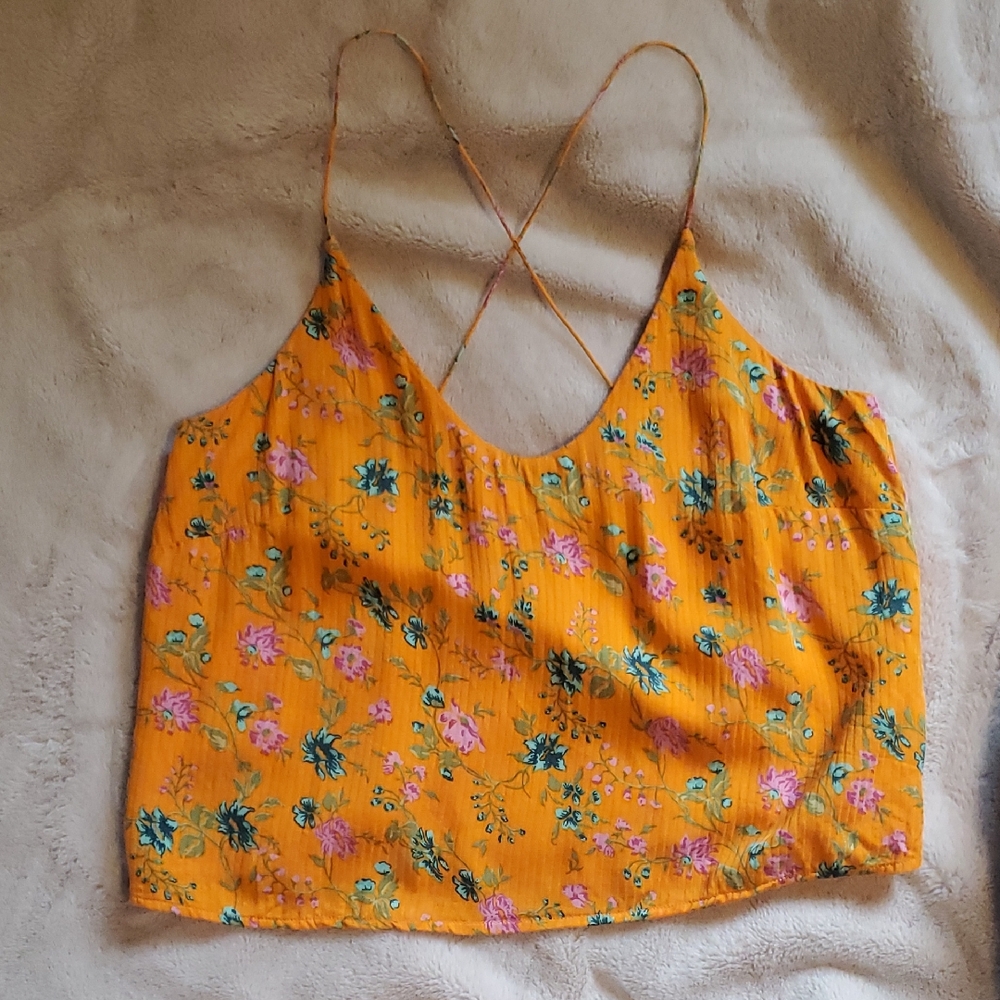 Anthropologie Mustard Floral Camisole